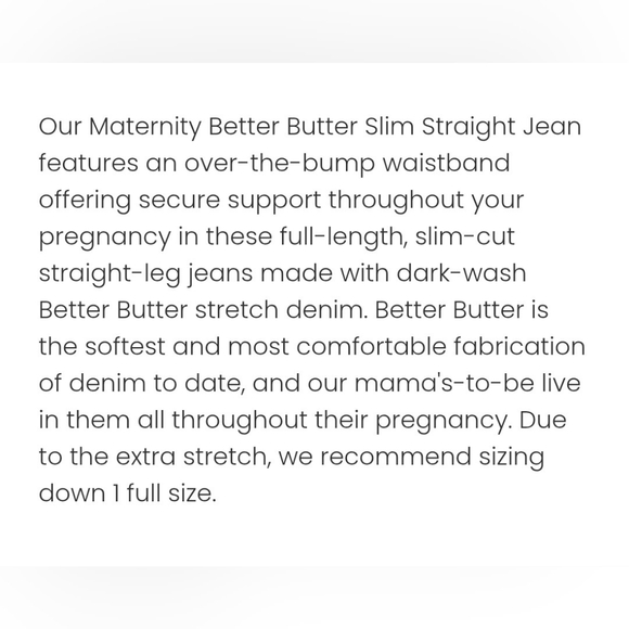 NWT! Better Than Butter Lanie Stretch Maternity Women's Slim Strait Jean Size 6 - Picture 3 of 15